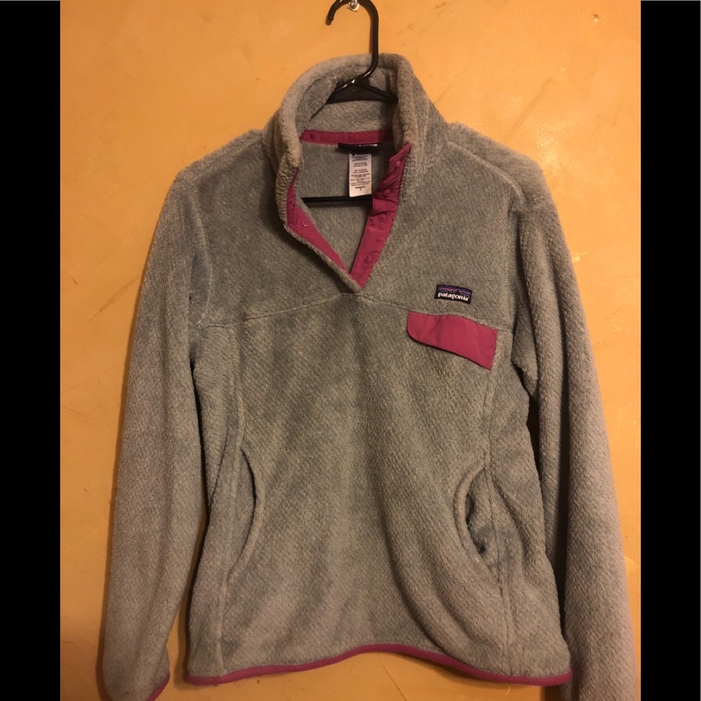 Patagonia Fleece S Re tool snap pullover grey pink